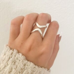925 Sterling Silver Chunky Ring Silver Statement Ring Large Geometric Ring